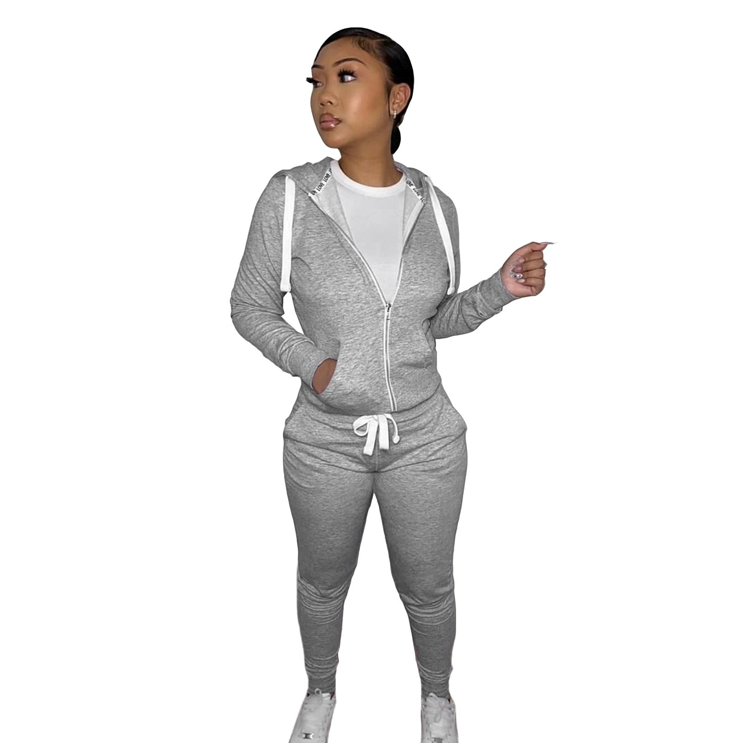 Brushed Hoody Sports Casual Two-piece Suit