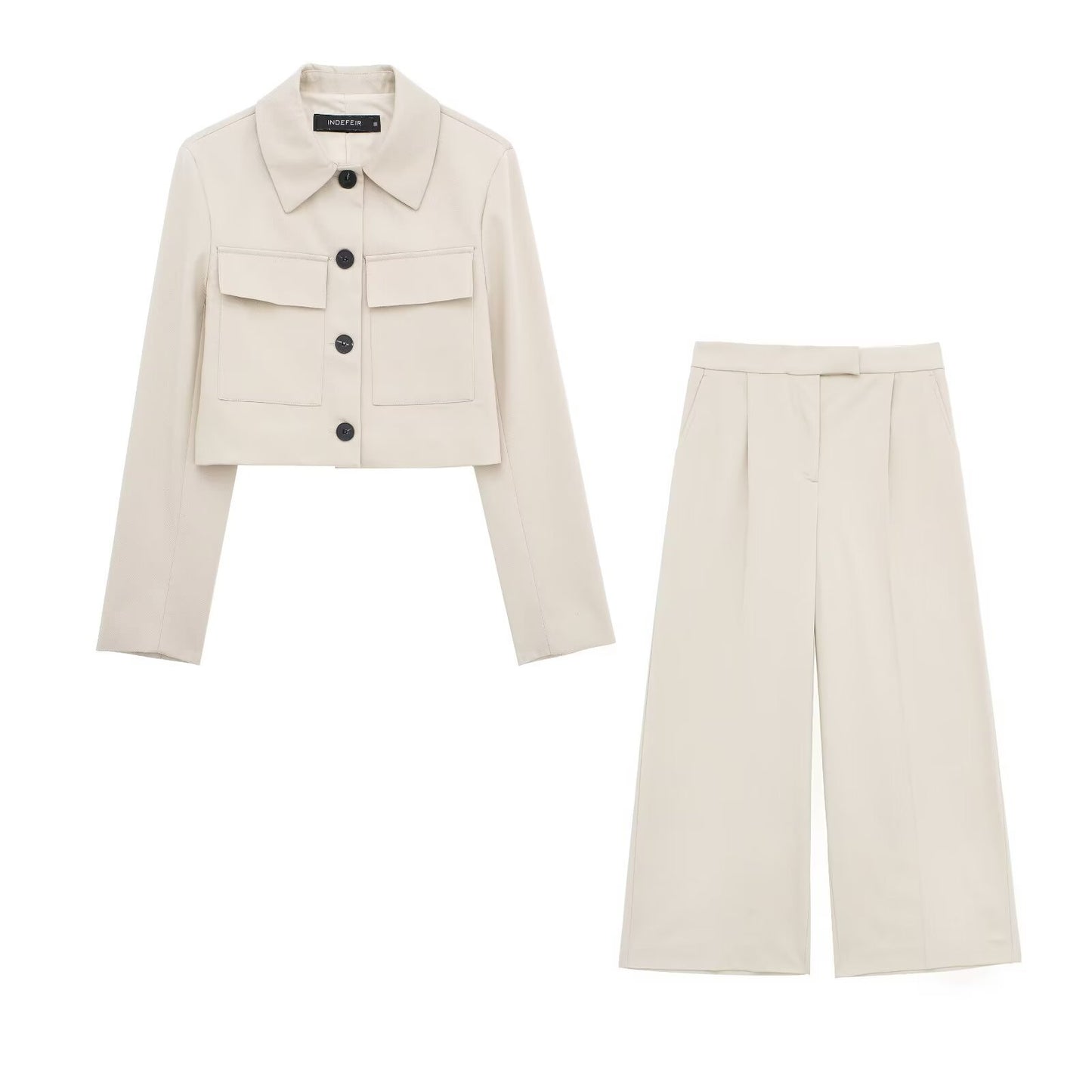 Women's Short Jacket High Waist Straight Casual Suit
