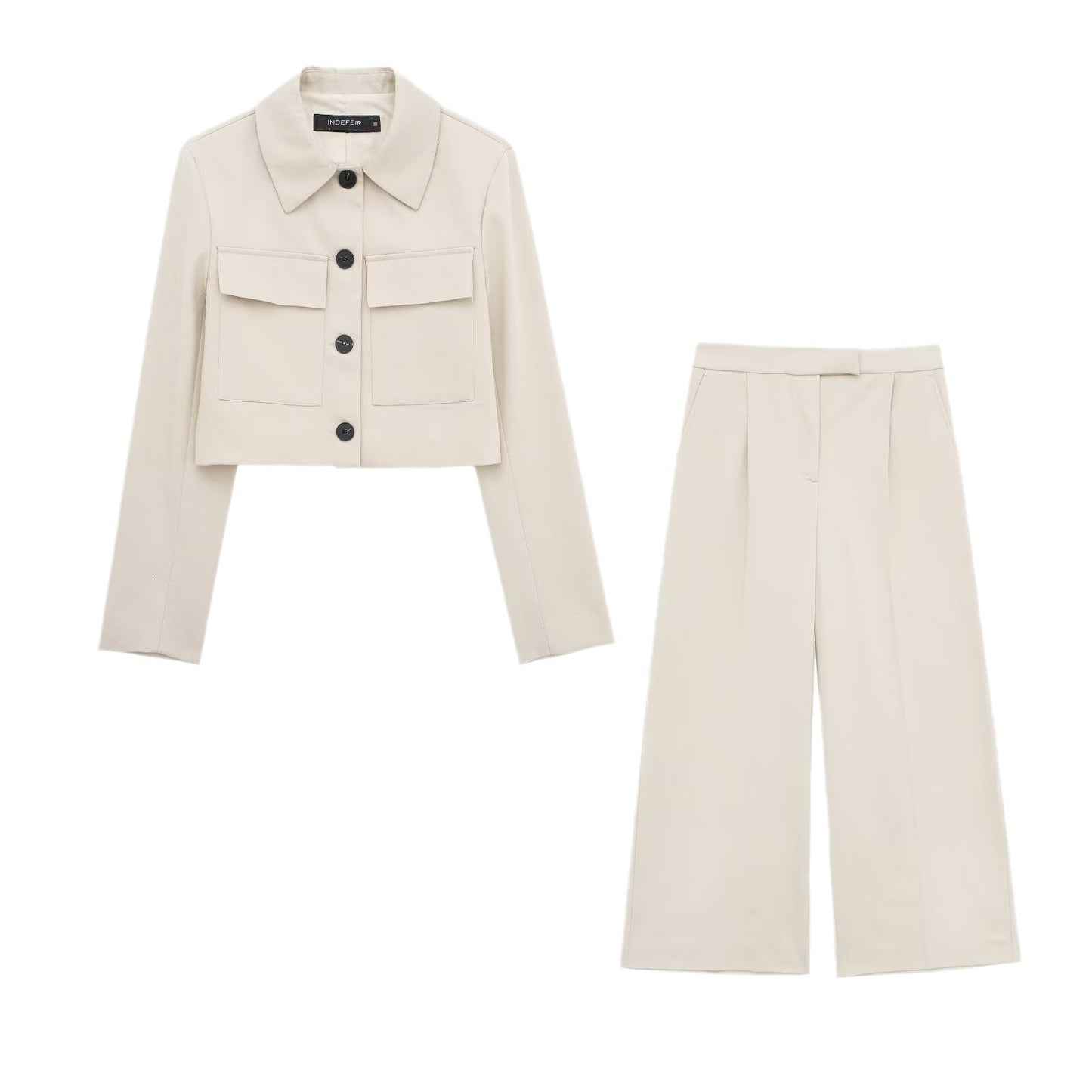 Women's Short Jacket High Waist Straight Casual Suit