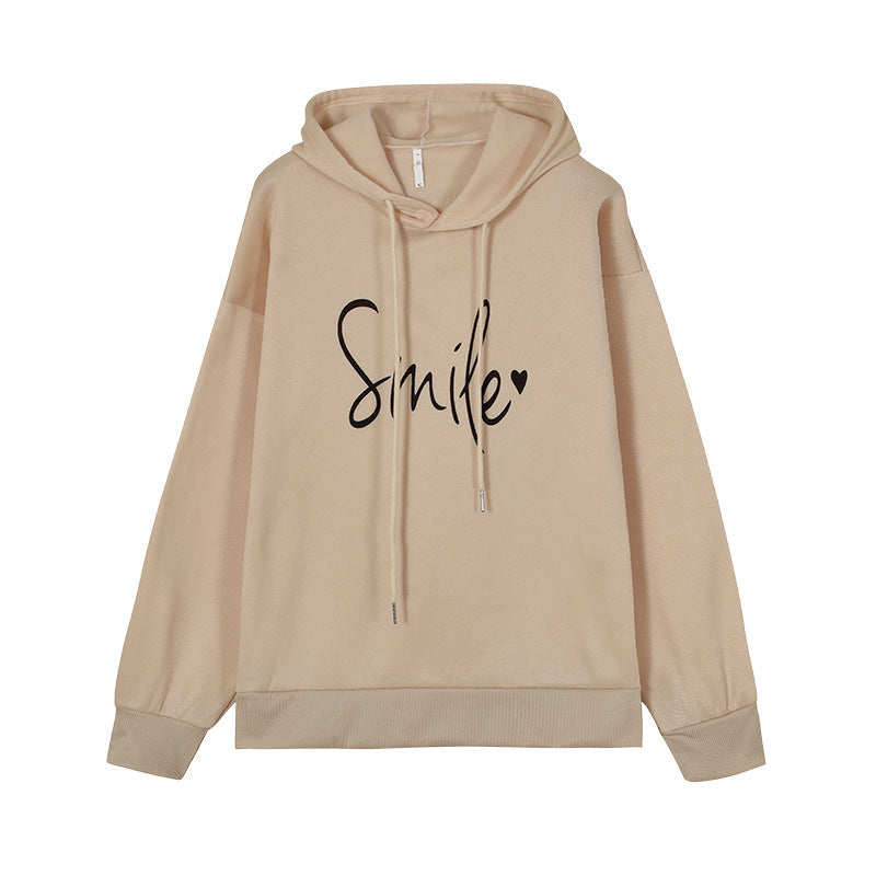 Women's Simple Round Neck Long Sleeve Printed Loose Sweatshirt