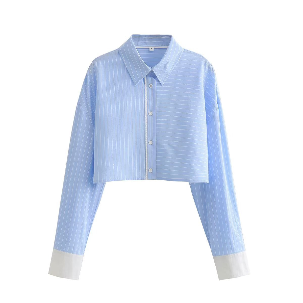 Autumn New Contrast Color Striped Short Shirt Shorts Suit