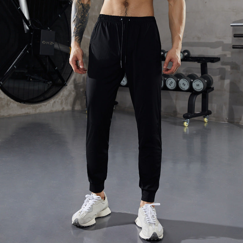 Ice Silk Leggings Men's Sports Pants Thin Trendy