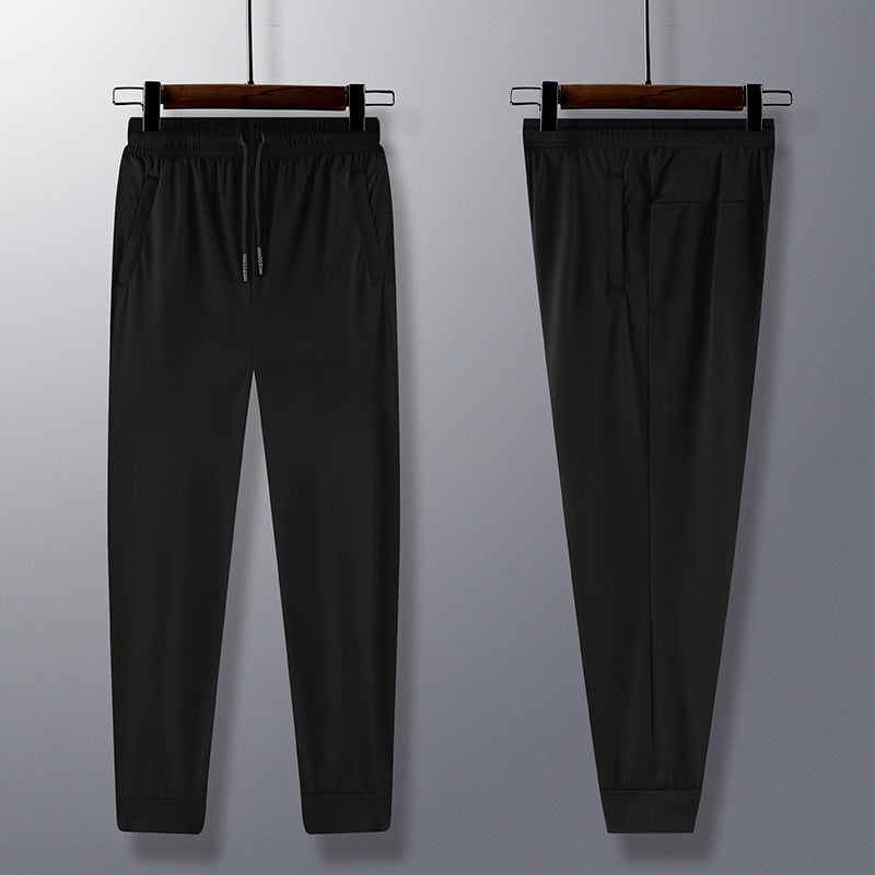 Ice Silk Leggings Men's Sports Pants Thin Trendy