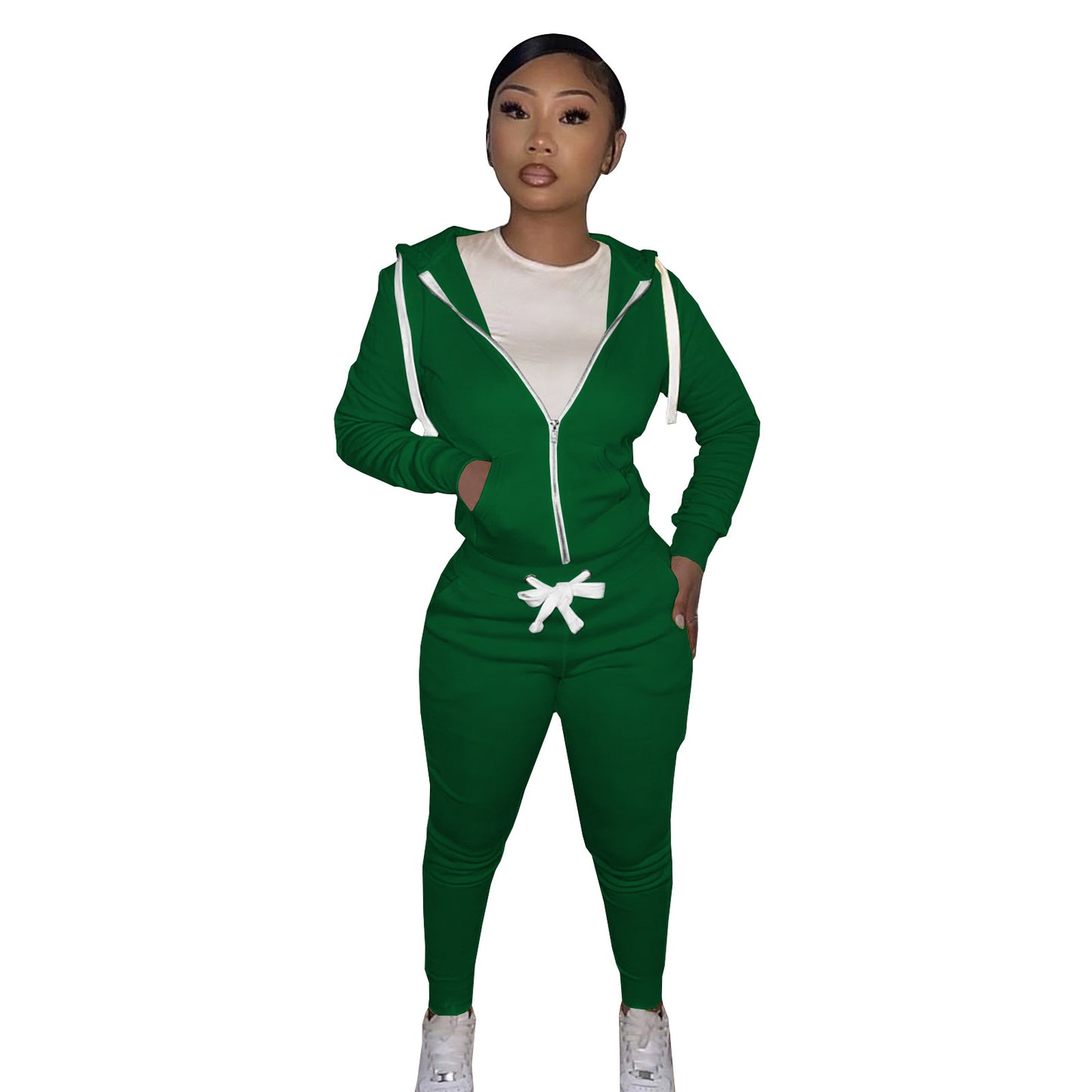 Brushed Hoody Sports Casual Two-piece Suit