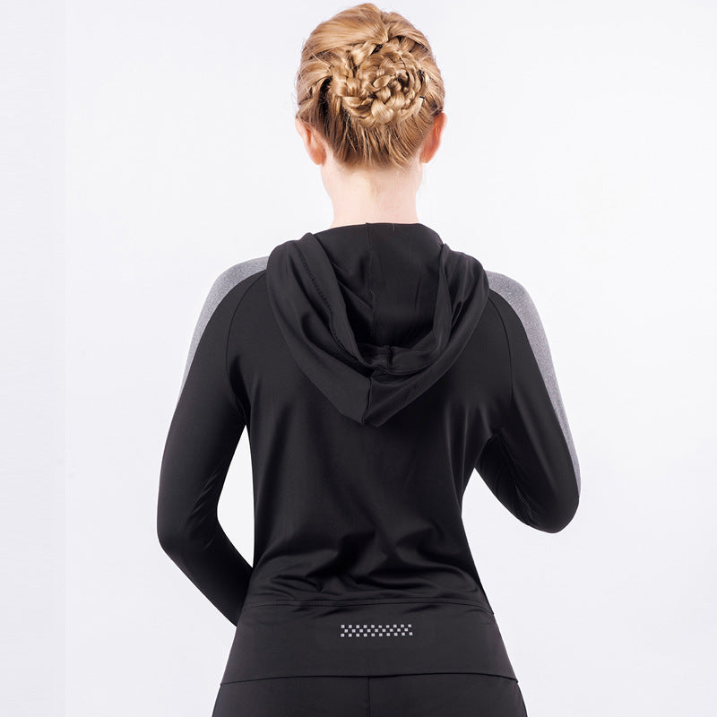 Women's Fitness Wear Long-sleeved High-stretch Quick-drying Tight-fitting Zipper Hooded Jacket