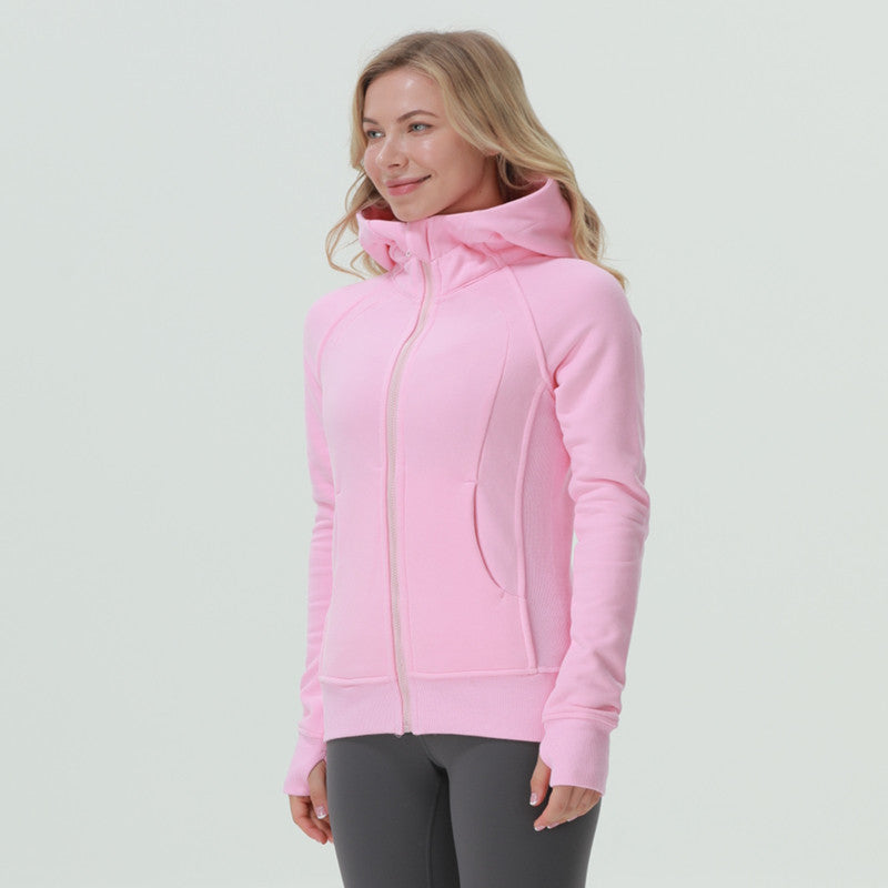 Full Zip Hoodie Fitness Running Long Sleeve Top Fleece Sweater