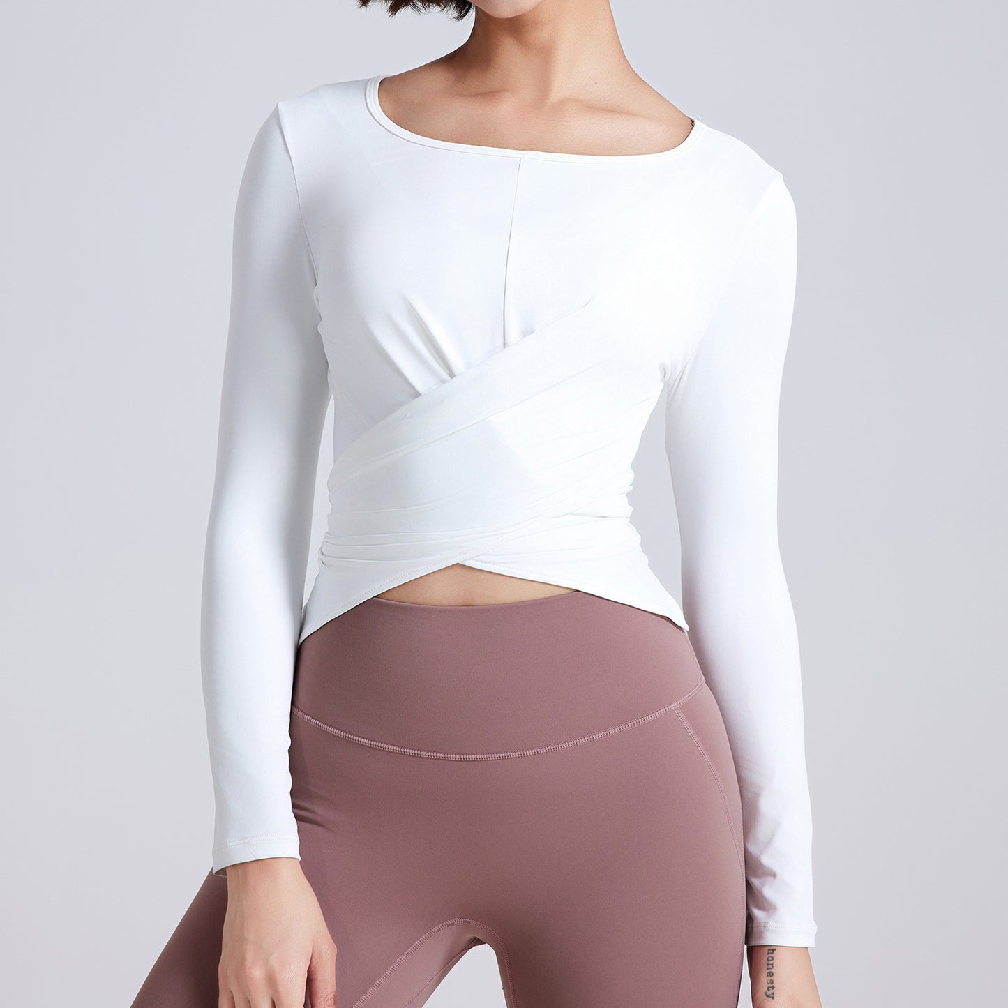 Cross Button Slim Fit Thin Yoga Wear Long Sleeve