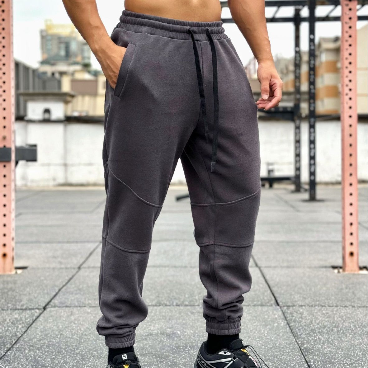 Fitness American Cuffed Pants Men's Loose Drawstring