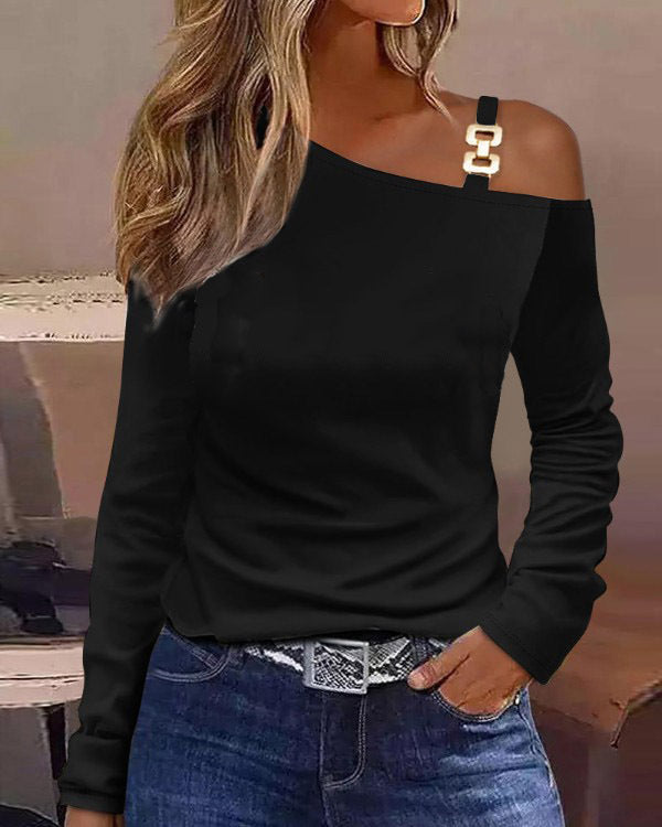 Women's Autumn Simplicity Shoulder Collar Shirt