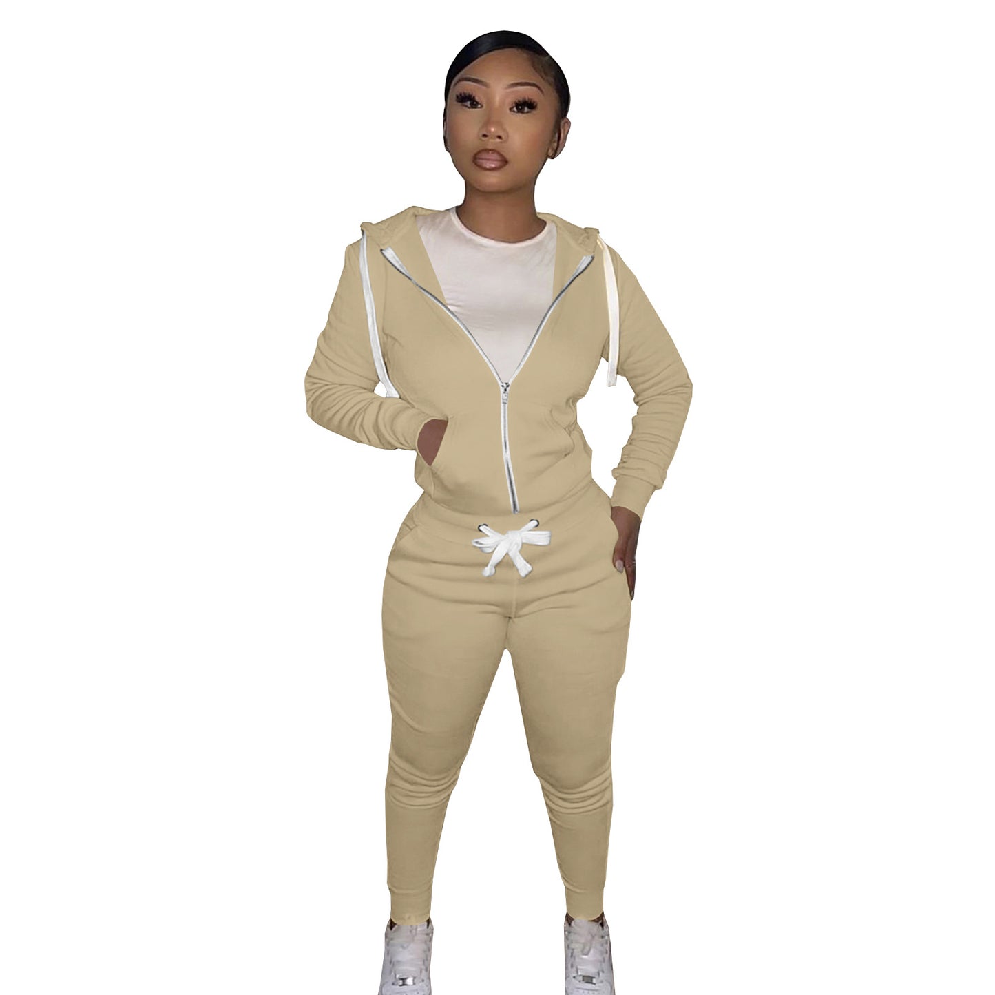 Brushed Hoody Sports Casual Two-piece Suit