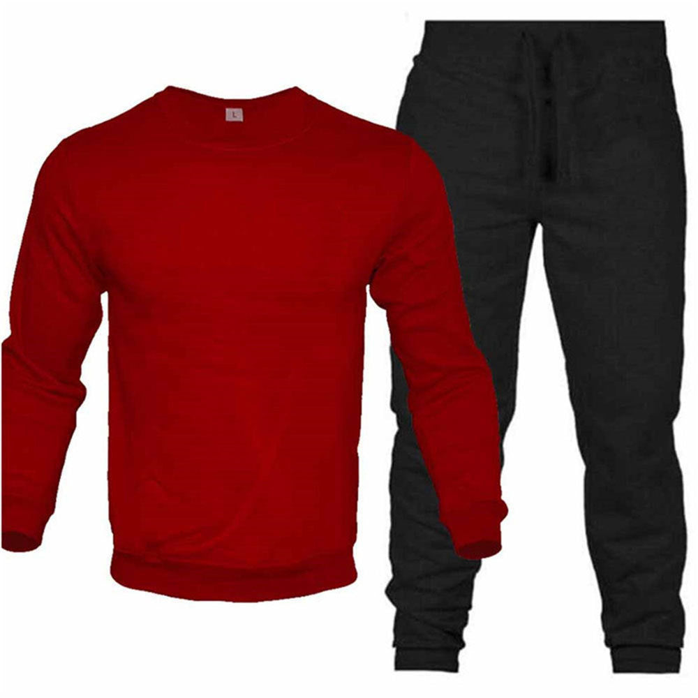 Round Neck Sweatshirt And Sweatpants Fashion Sports Men Suit