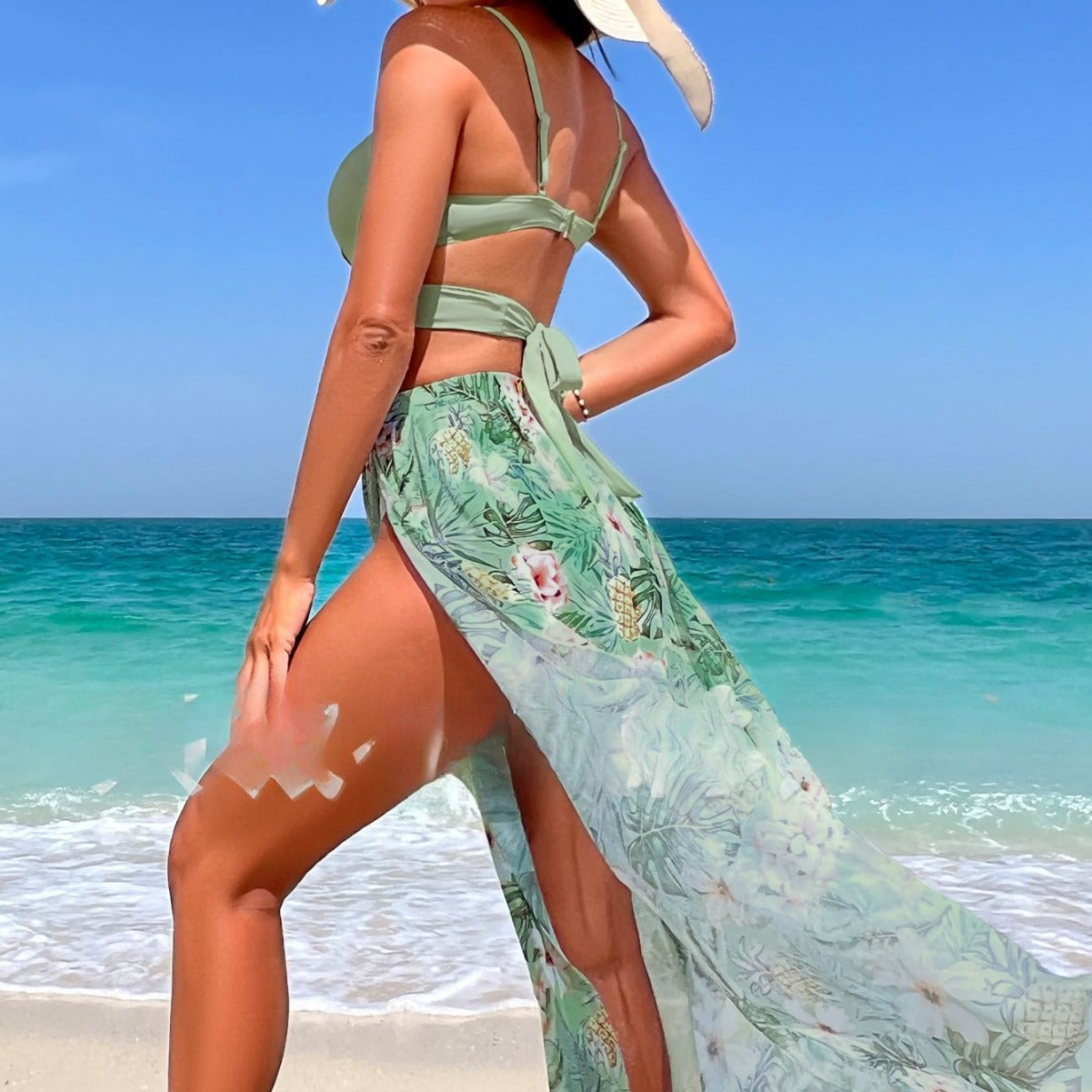 Fashion Printed Bikini Three-piece Suit