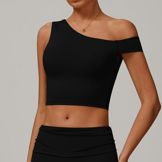 Yoga Vest Women's Irregular Shoulder Sports Workout Underwear