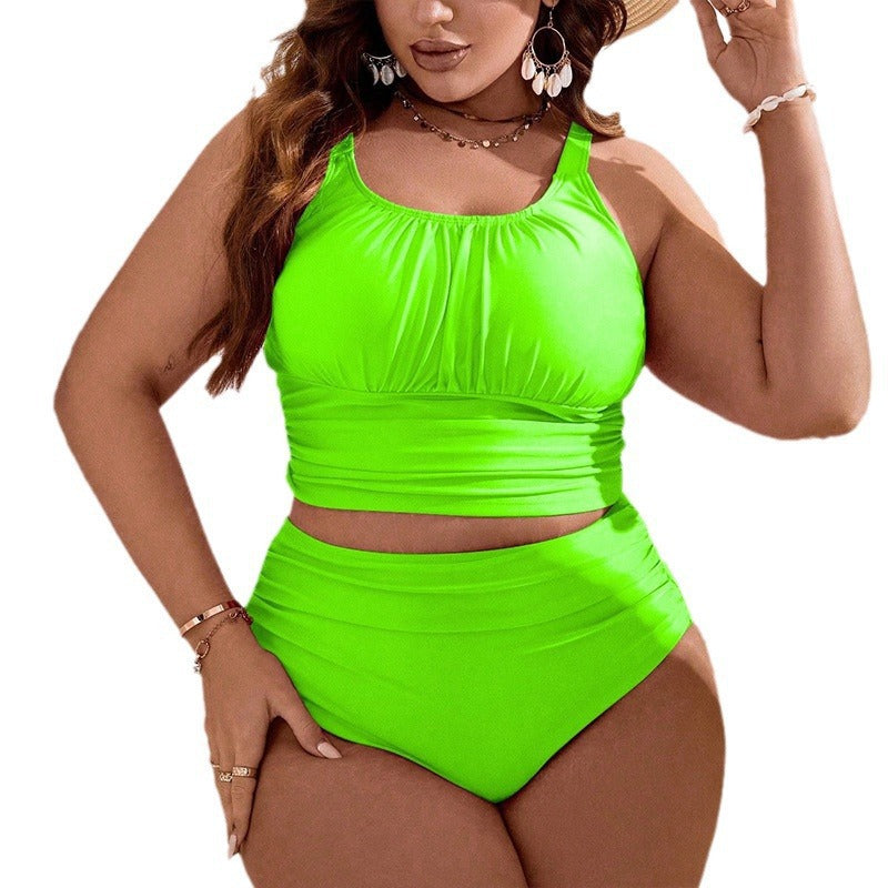 Spaghetti Straps Slimming Plus Size Swimsuit Female High Waist Fattening