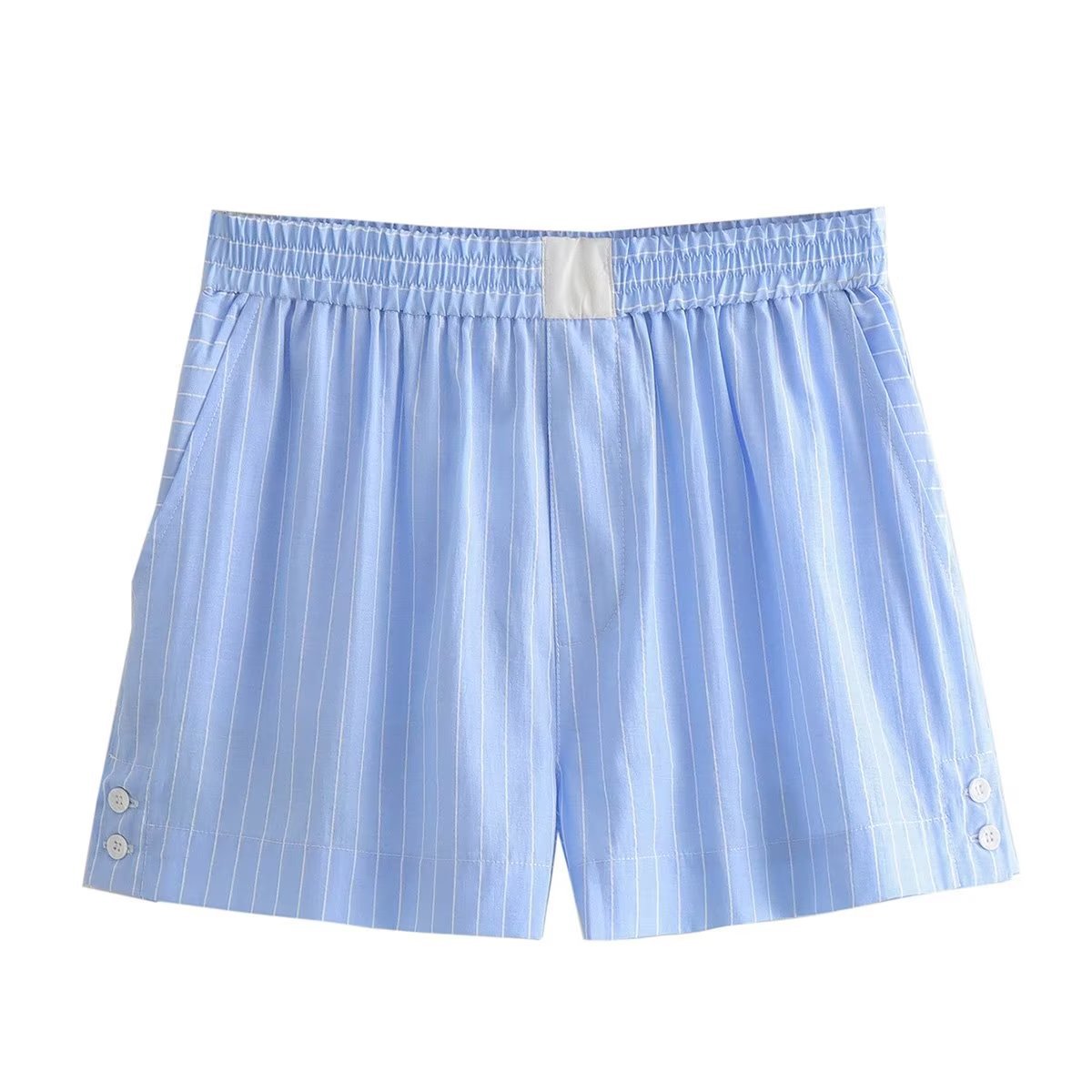 Autumn New Contrast Color Striped Short Shirt Shorts Suit