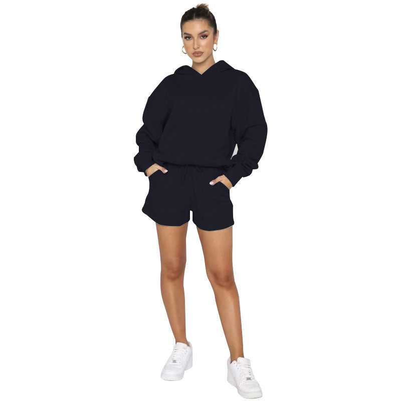 Solid Color Pullover Hooded Long Sleeves Sweater For Women