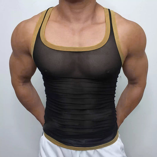 Men's Fitness Tight Mesh Style For Sports Mesh Vest