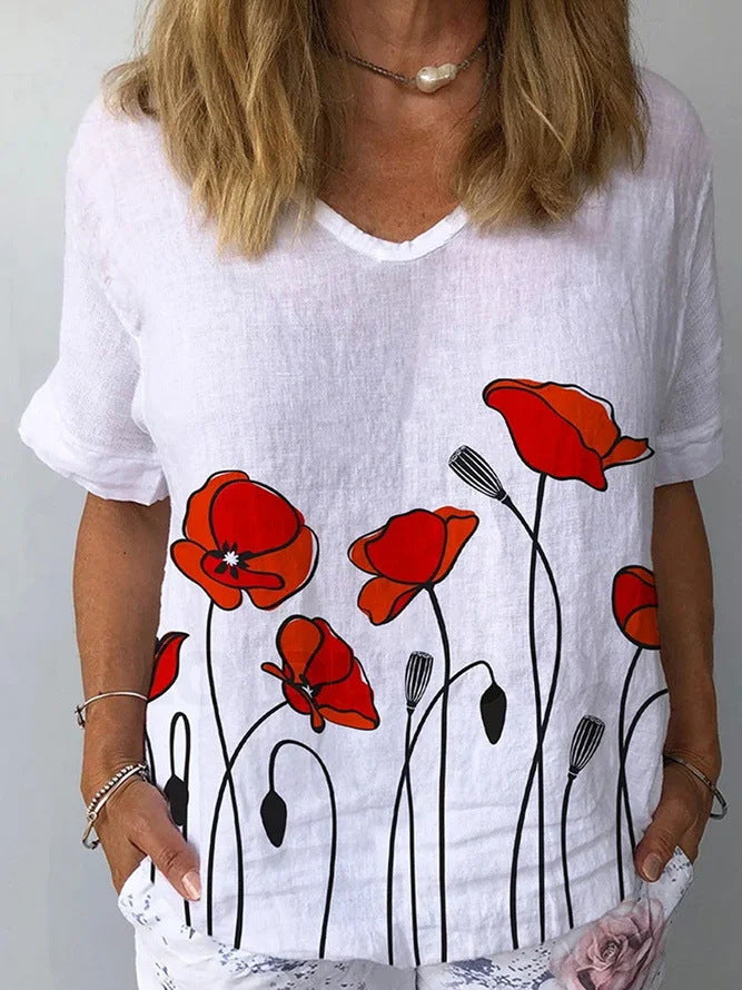 Women's American-style Retro Short Sleeve T-shirt