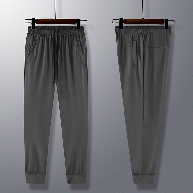 Ice Silk Leggings Men's Sports Pants Thin Trendy