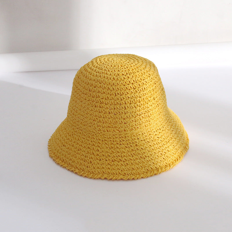 Straw Bucket Hat For Women Summer Breathable Sun-proof