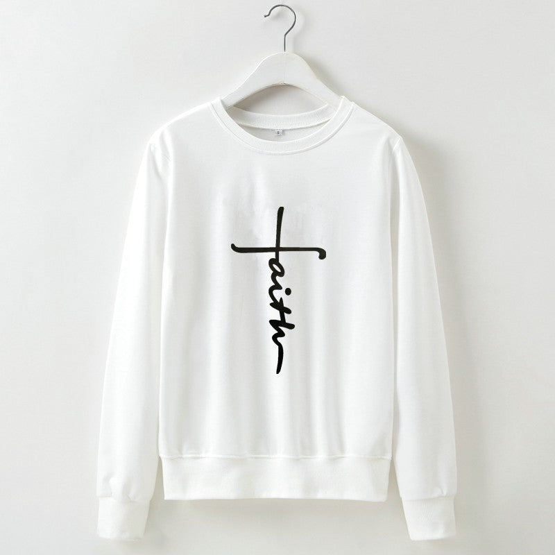 Street Style Letter Printing Long-sleeved Round-neck Pullover