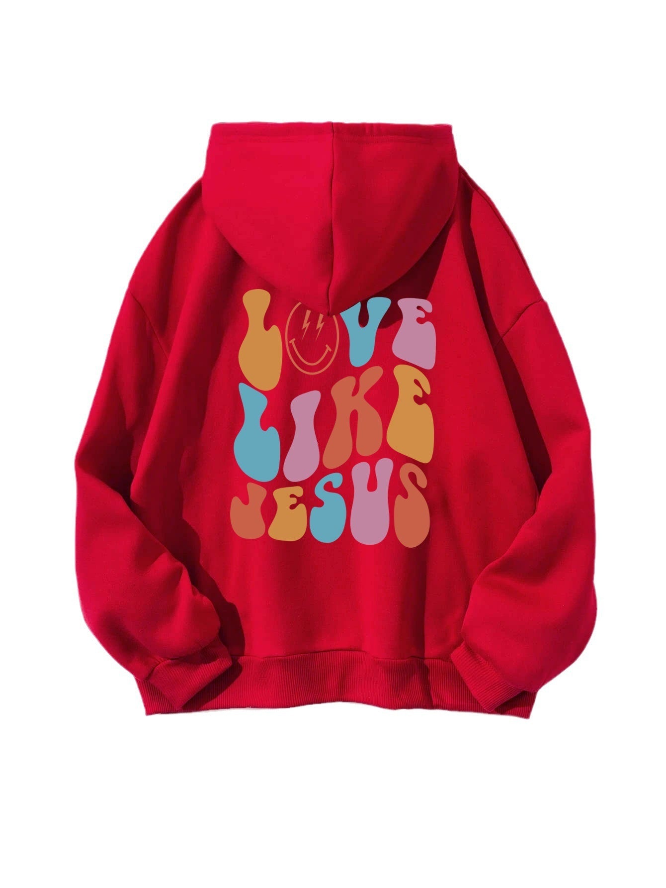 Women's Front And Back Letter Printing Pocket Drawstring Hoodie