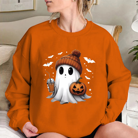 Fashion Drop-shoulder Sweater Women's Halloween Velvet Hoodie