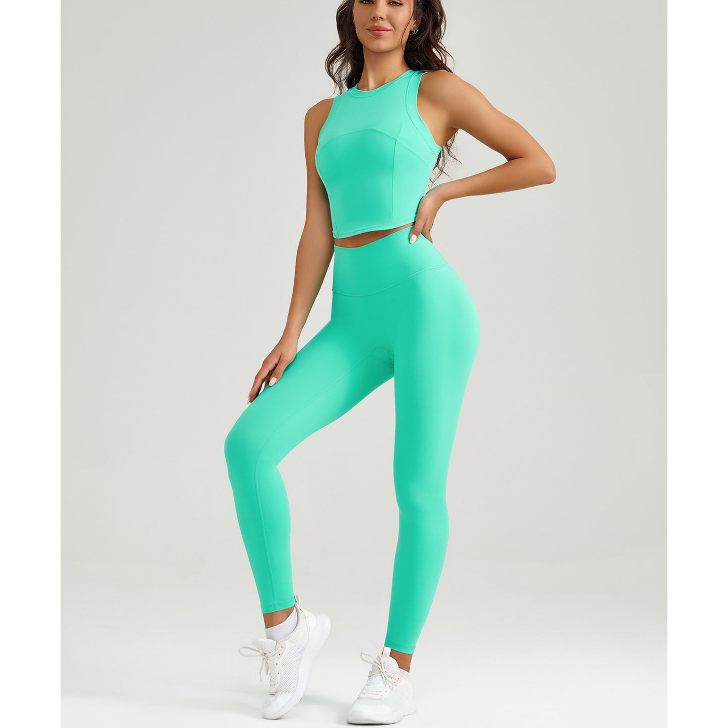 Running High Waist Workout Tights Two-piece Set