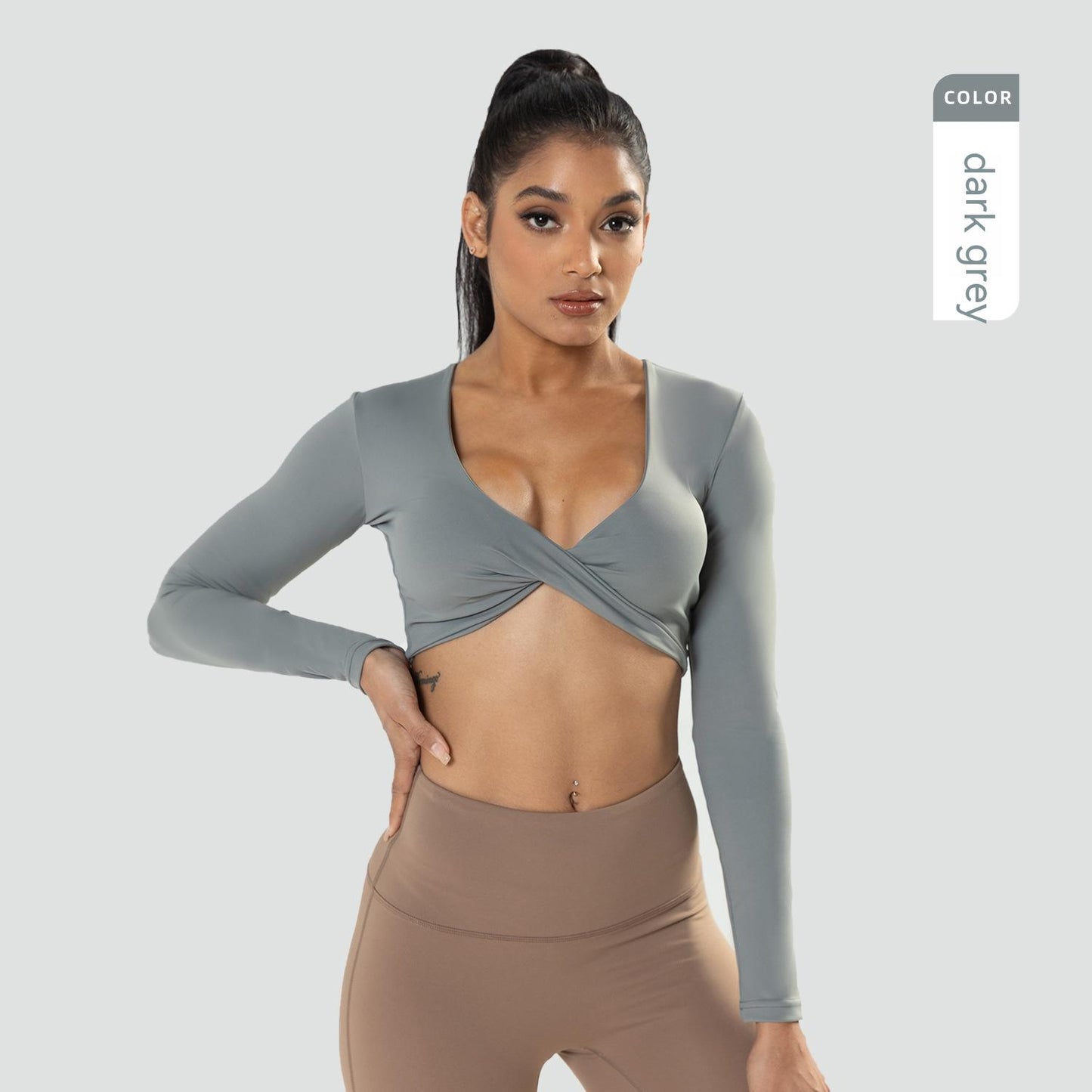 Women's Deep V-neck Slim Fit Breathable Ins Style Yoga Clothes Short Top