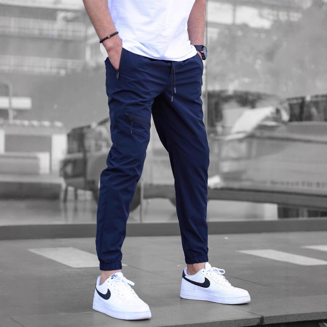 Men's Zipper Overalls Retro Casual Jogger Pants