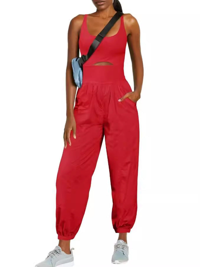 Fashion Sports Women's Outdoor Clothing Yoga Hollow Cross Comfortable Fitness Vest Jumpsuit